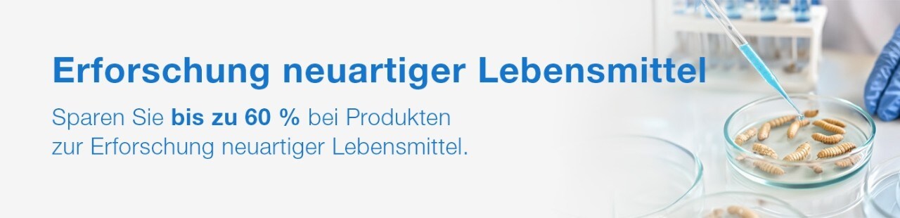 Novel Food Promotion Banner Novel Food Promotion Banner, Scientist doing test on edible insects in a petri dish