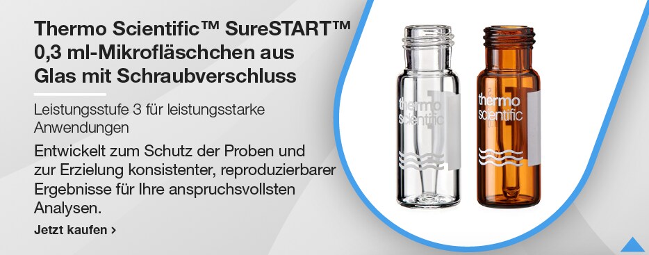 Thermo Scientific™ SureSTART™ 0,3 ml-Mikrofläschchen aus Glas mit Schraubverschluss